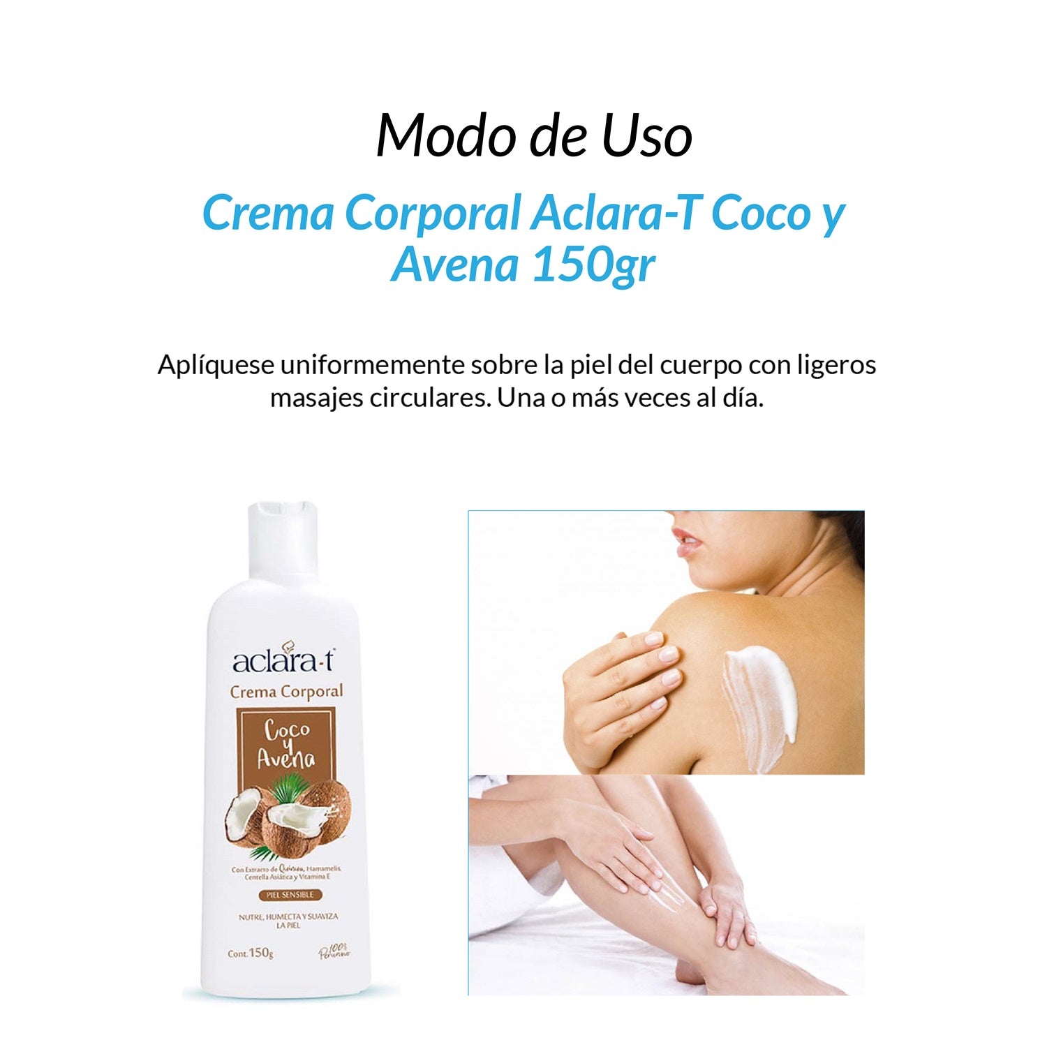 Aclara-T Crema Corporal Hidratante – Coco & Avena 150g