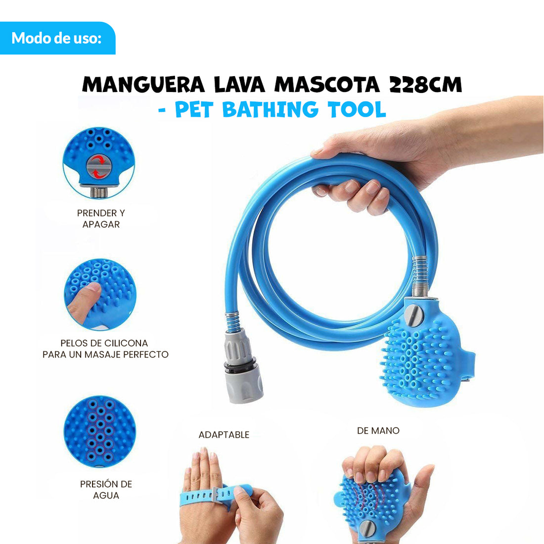 Manguera para bañar mascotas Pet Bathing Tool 228CM