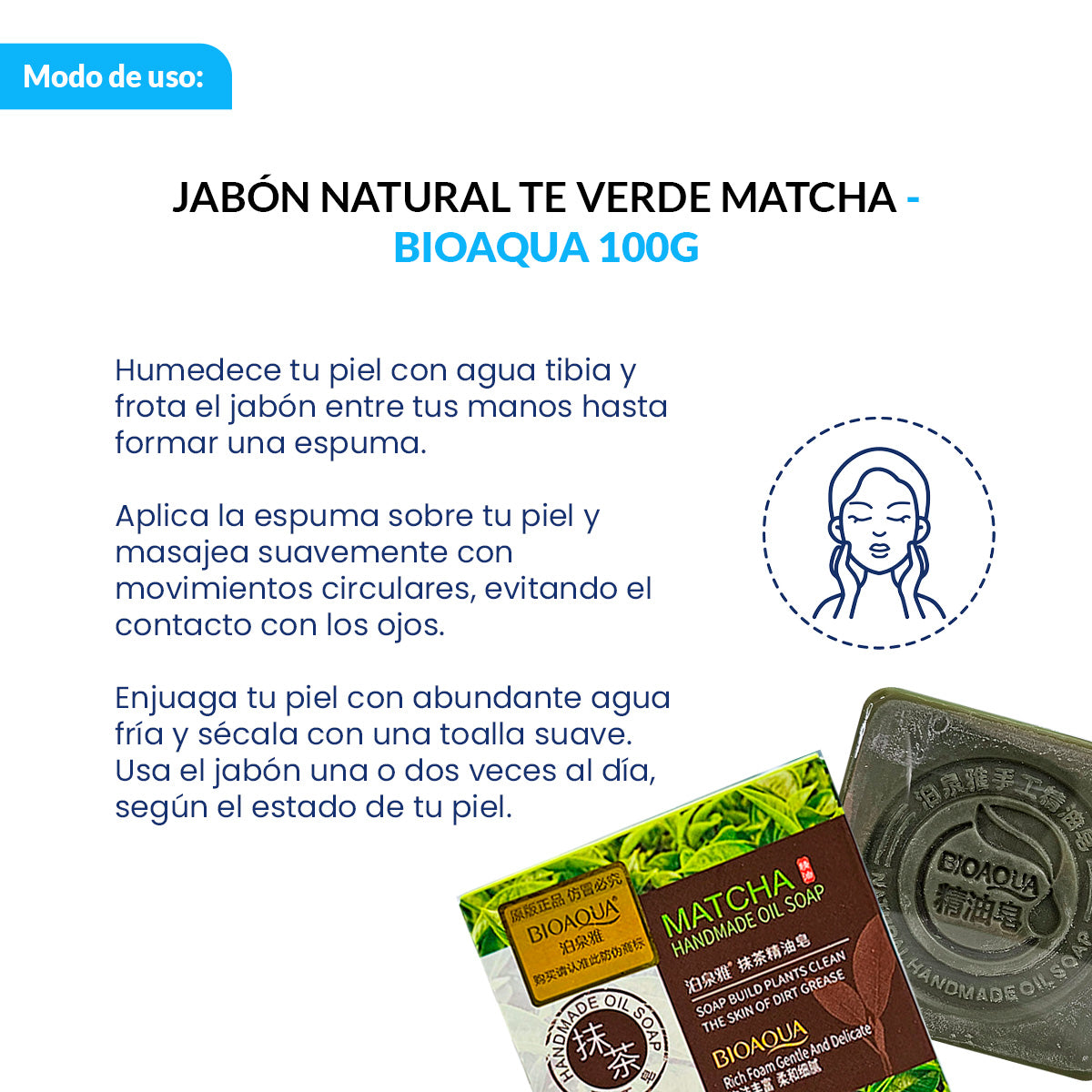 Jabón Natural Te Verde Matcha Bioaqua 100g Desintoxicante