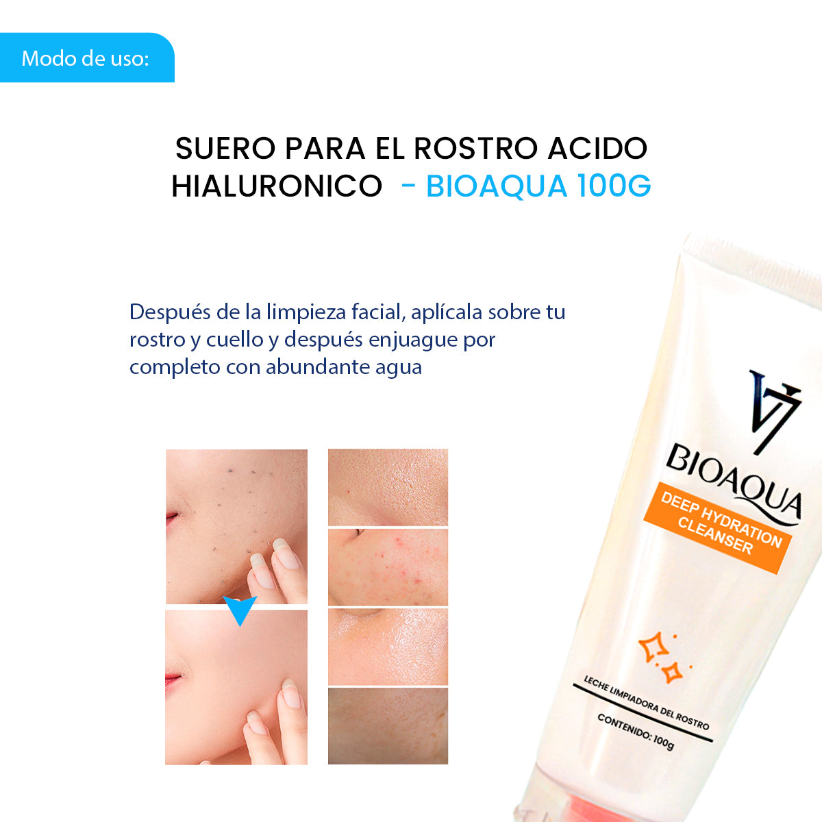 ¡liquidación! BIOAQUA Limpiador Facial V7 – Leche Hidratante – 100g