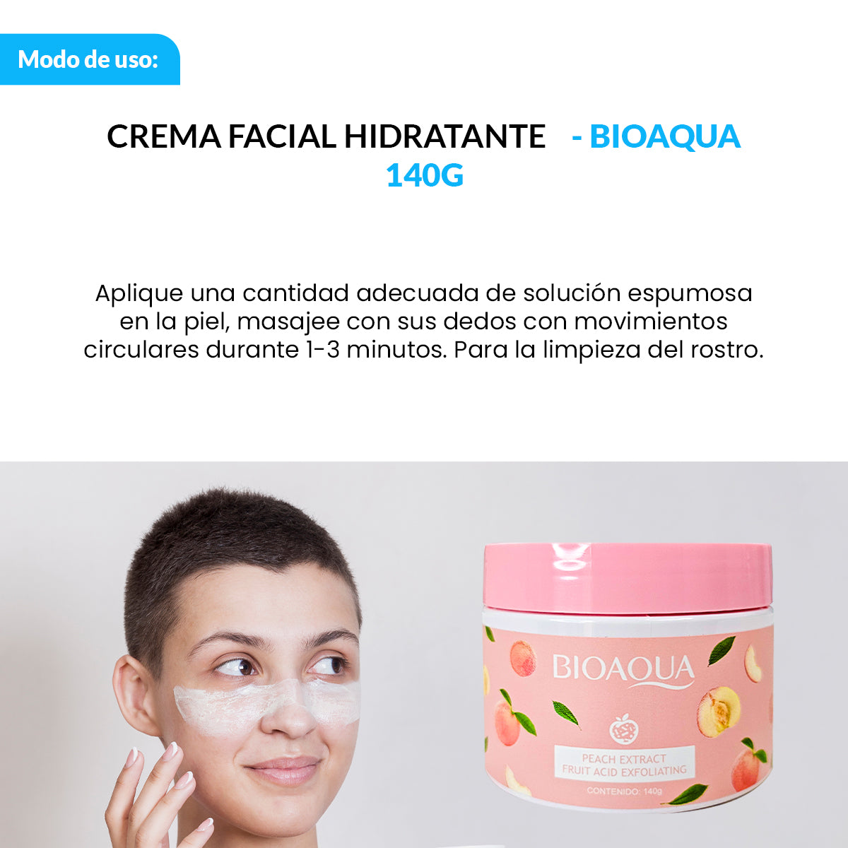EXFOLIANTE ÁCIDO DE FRUTA EXTRACTO DE MELOCOTÓN 140G - BIOAQUA
