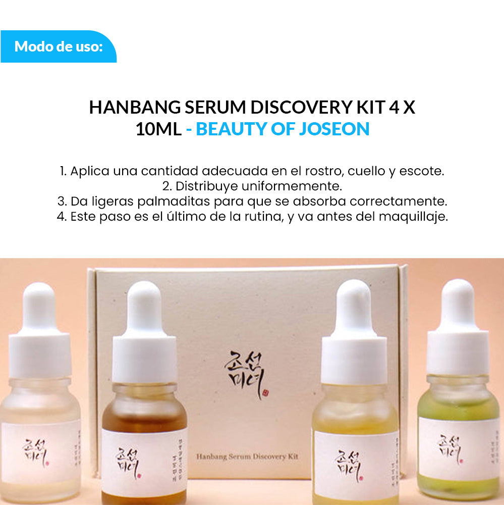 LIQUIDACION ! Beauty of Joseon Hanbang Serum Discovery Kit – Set 4 Sueros Faciales Coreanos 10 ml – Hidratación, Luminosidad y Anti-Edad