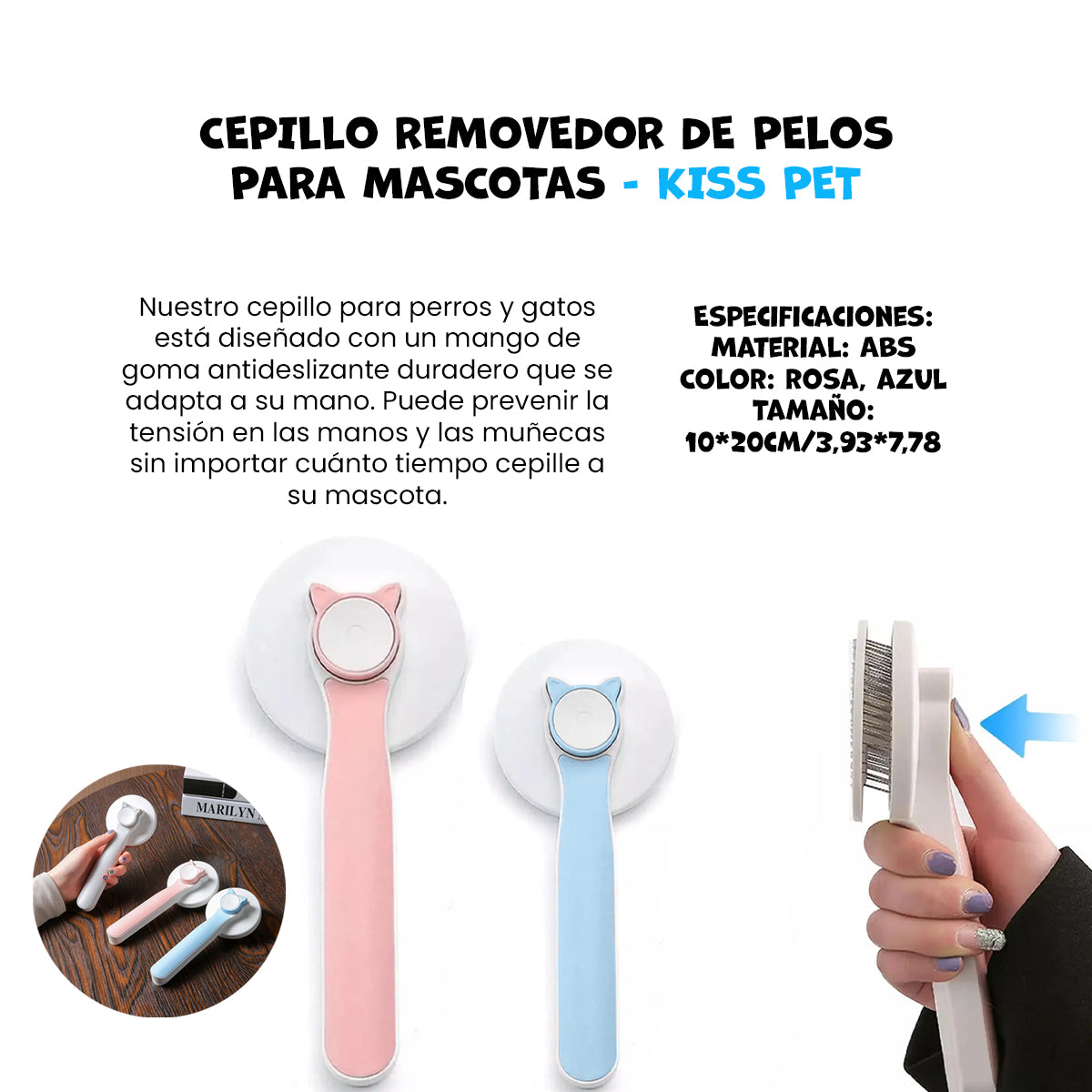 ¡liquidación! Cepillo removedor de pelos para mascotas Kiss Pet Celeste