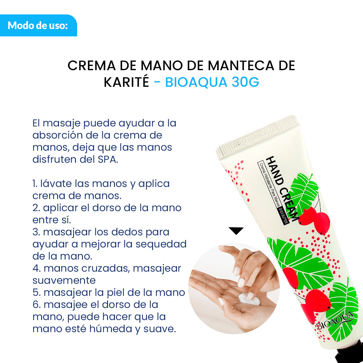 CREMA DE MANO DE MANTECA DE KARITÉ- BIOAQUA