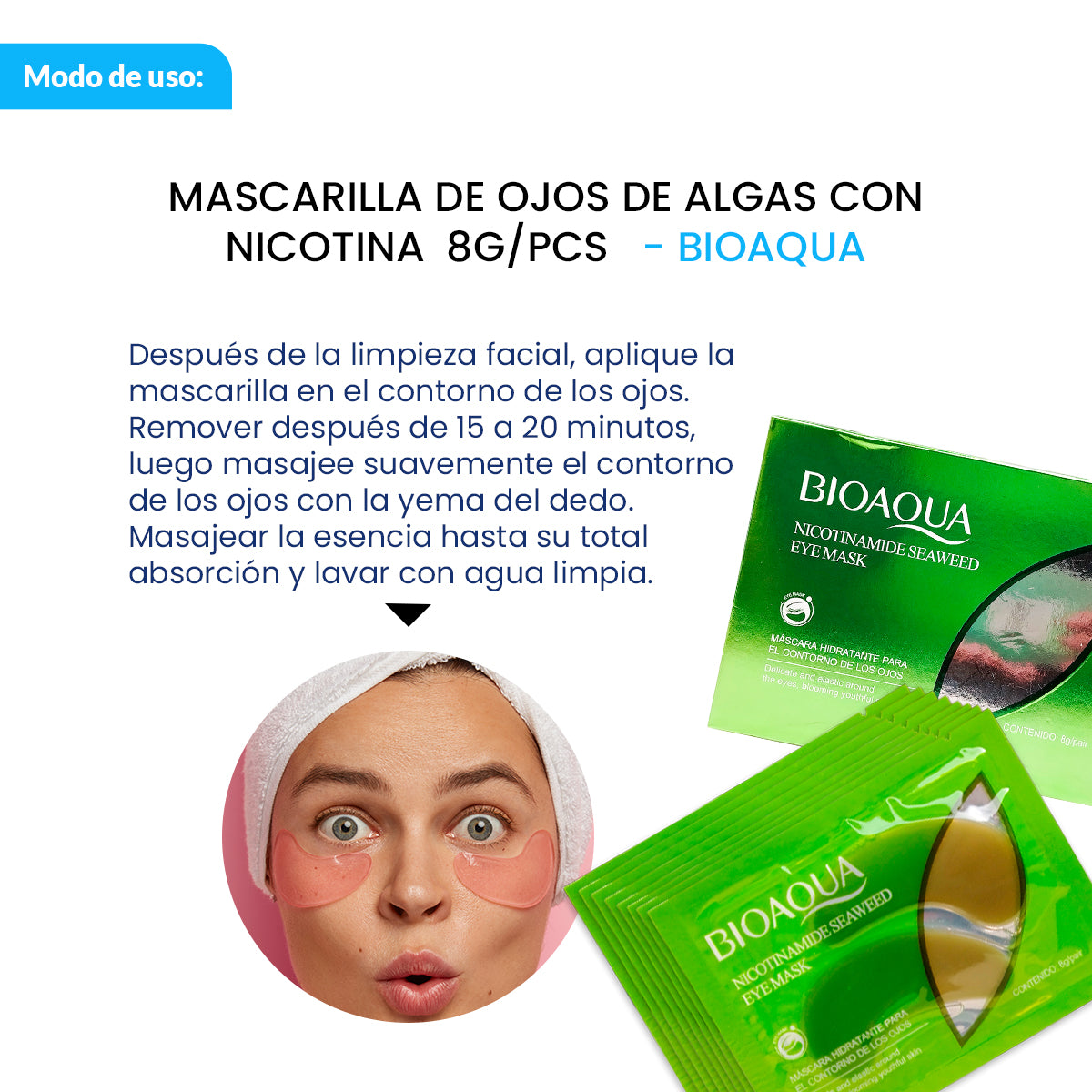 ¡liquidación! MASCARILLA DE OJOS DE ALGAS CON NICOTINA 8g/Pcs - BIOAQUA