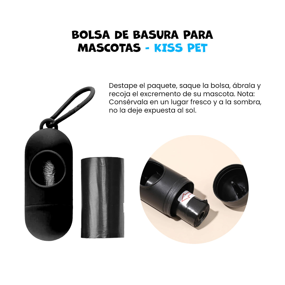 Bolsas de basura para mascotas Kiss Pet Negro