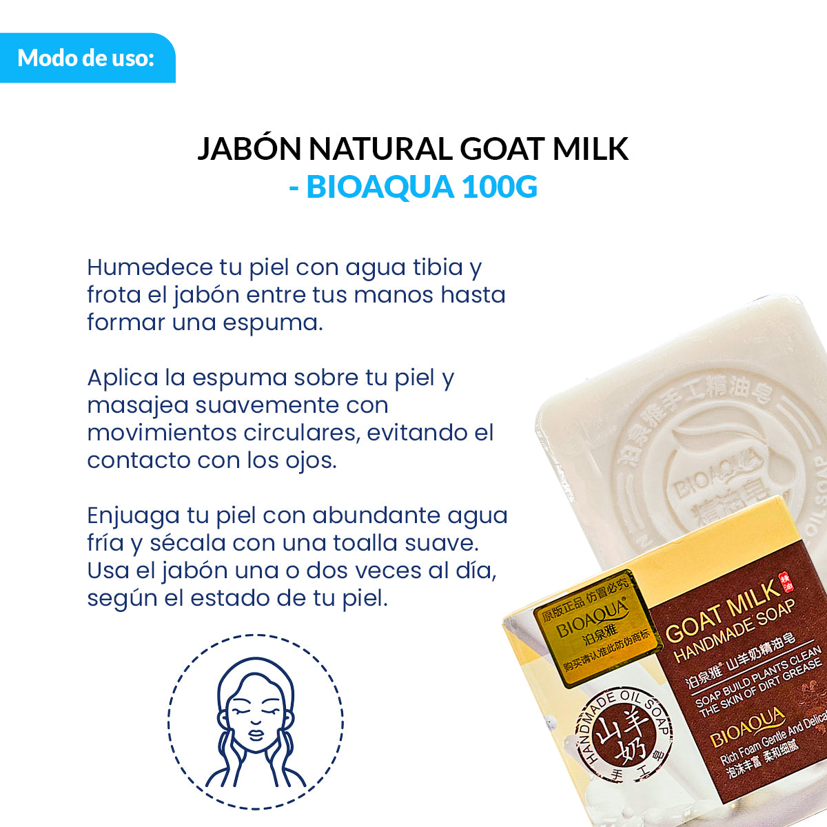 Jabón Natural de Leche de Cabra Bioaqua 100g Desintoxicante