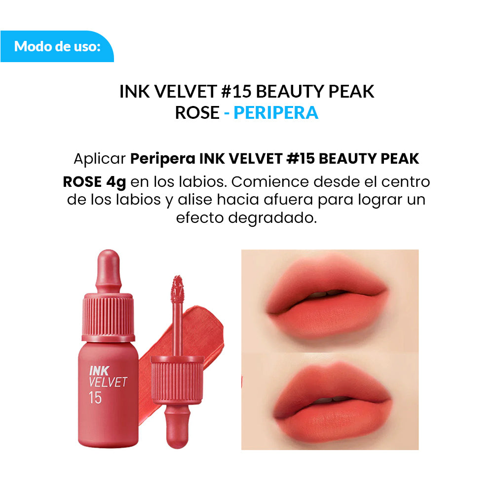 LIQUIDACIÓN! TINTA DE LABIOS INK VELVET 15 BEAUTY PEAK ROSE - PERIPERA