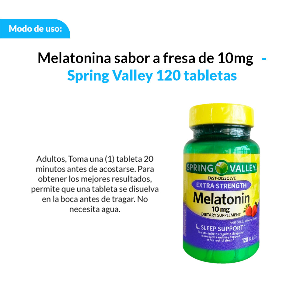 Melatonina de 10mg Spring Valley sabor a fresa - 120 Tabletas