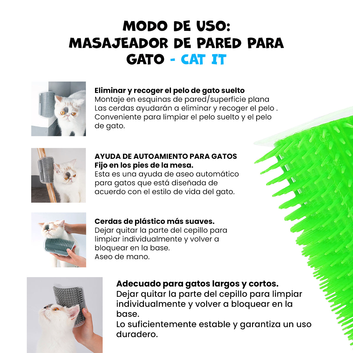 Masajeador de papred para gatos Verde - Cat It