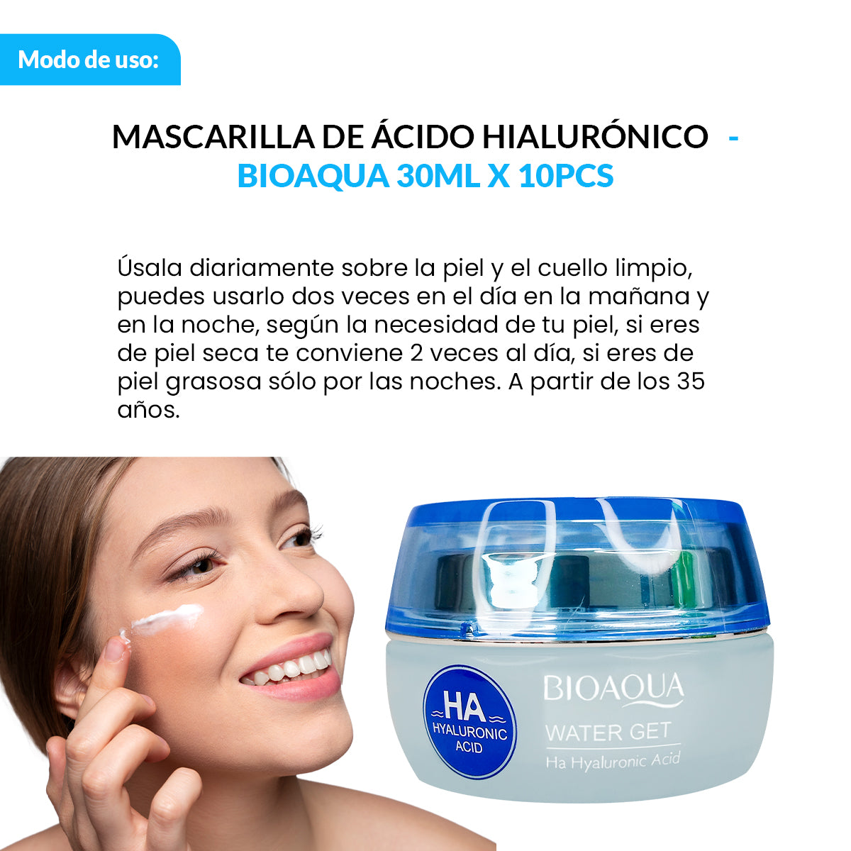 ¡liquidación! Bioaqua Crema Facial Hidratante con Ácido Hialurónico – Water Get HA 50g