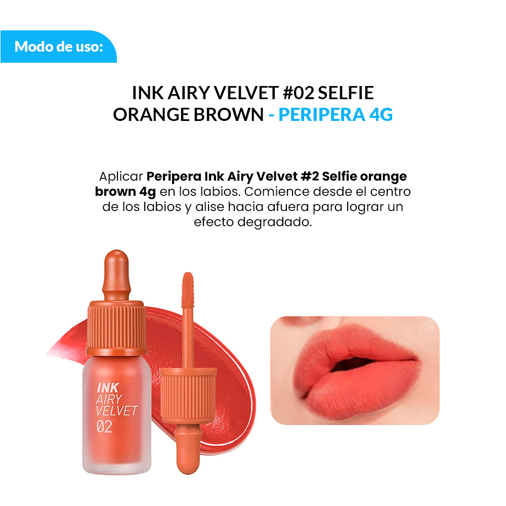 LIQUIDACIÓN! TINTA DE LABIOS INK AIRY VELVET N° 2 SELFIE ORANGE BROWN – PERIPERA