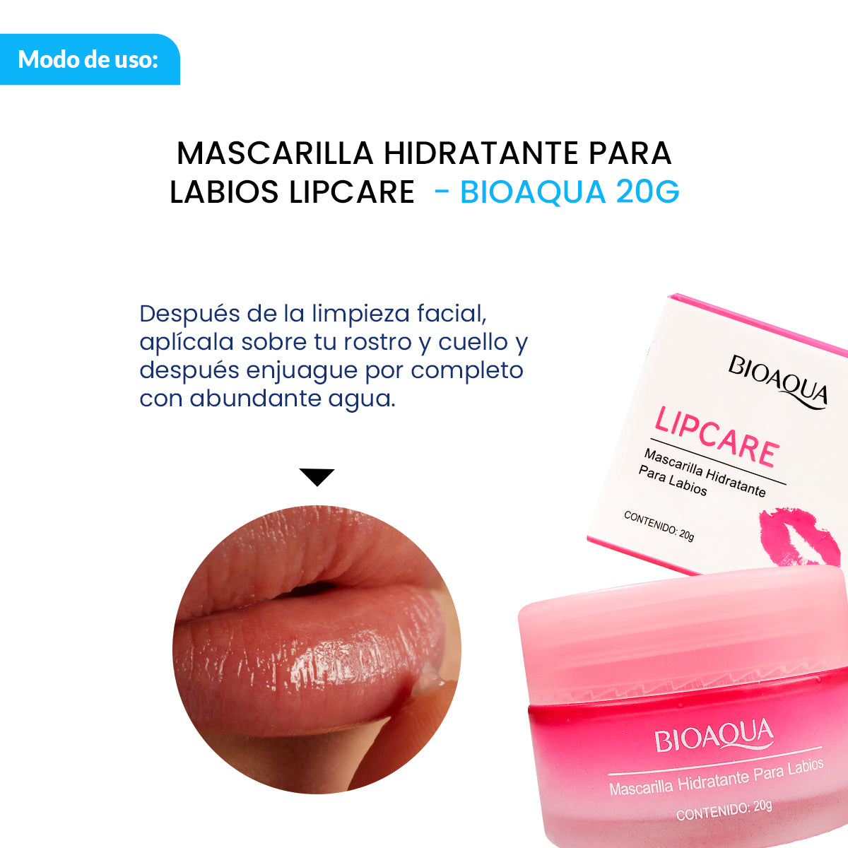 MASCARILLA HIDRATANTE PARA LABIOS LIPCARE 20g - BIOAQUA