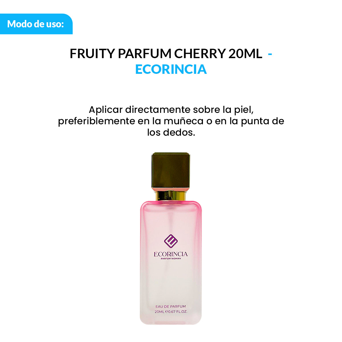 ECORINCIA – PERFUME FEMENINO FRUTAL – FRUITY PARFUM CHERRY – 20ML