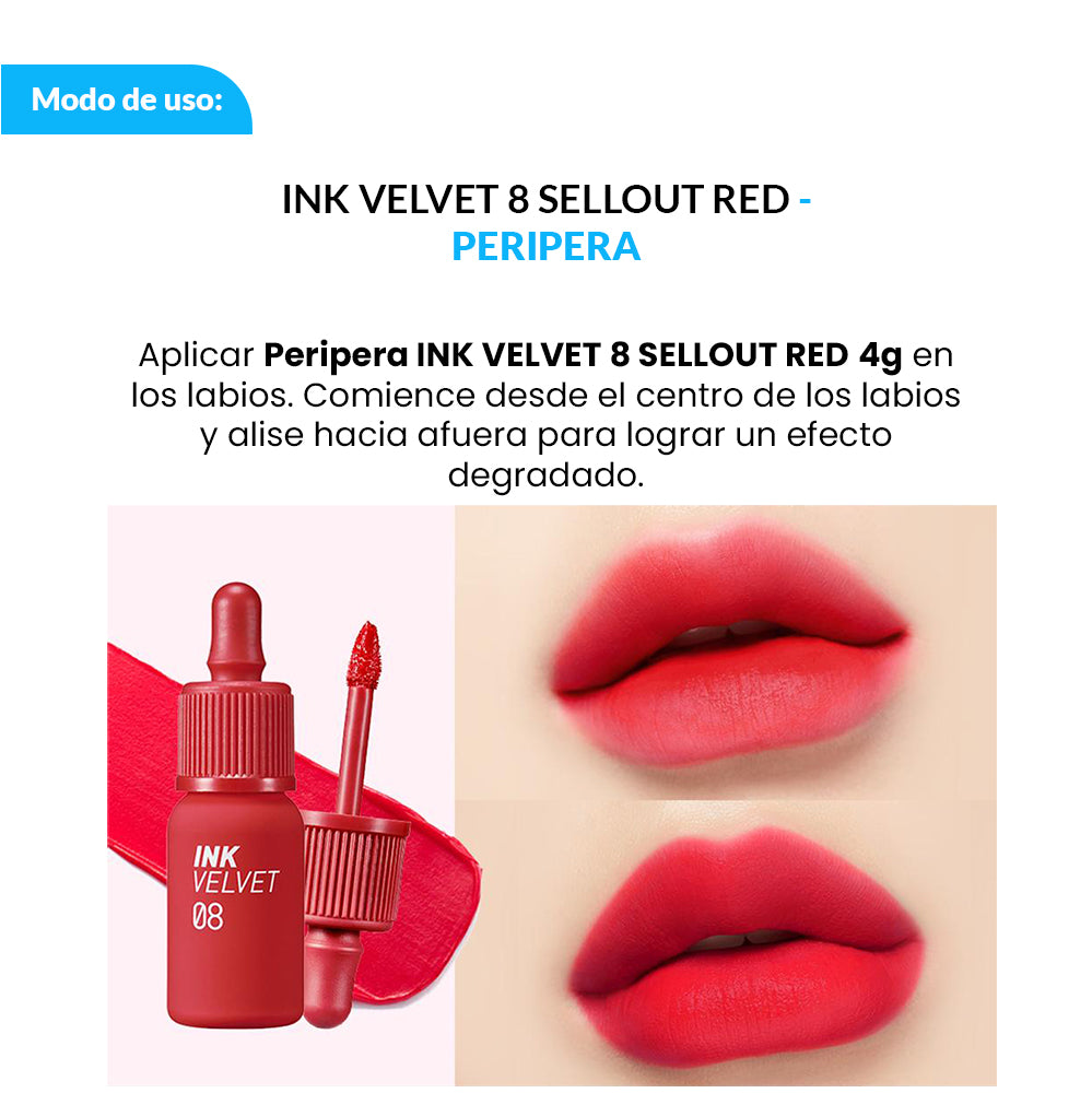OFERTA ! TINTA DE LABIOS INK VELVET 8 SELLOUT RED – PERIPERA