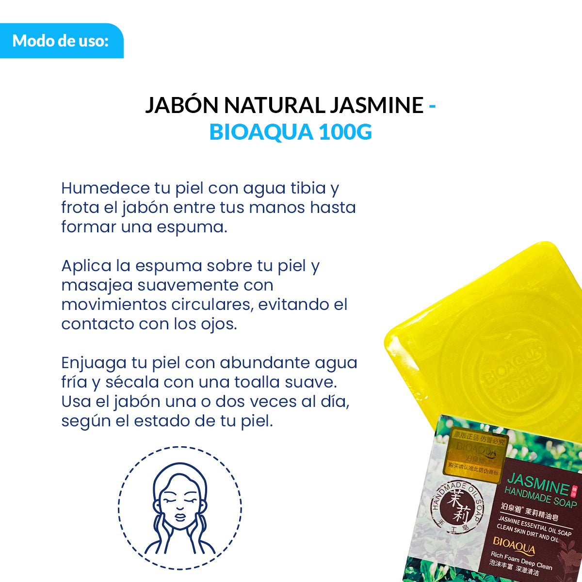 Bioaqua Jabón Natural Desintoxicante – Limpieza Aromática – Jazmín 100g