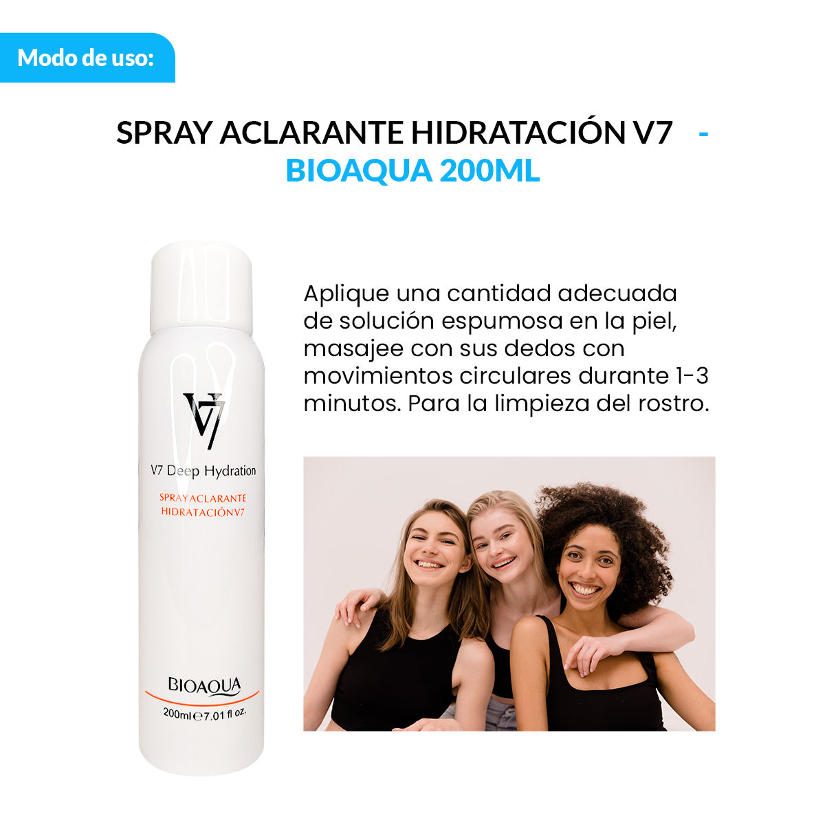 ¡LIQUIDACIÓN! Bioaqua Spray Facial – Complejo de 7 Vitaminas con Colágeno y Vitamina C – V7 200ml