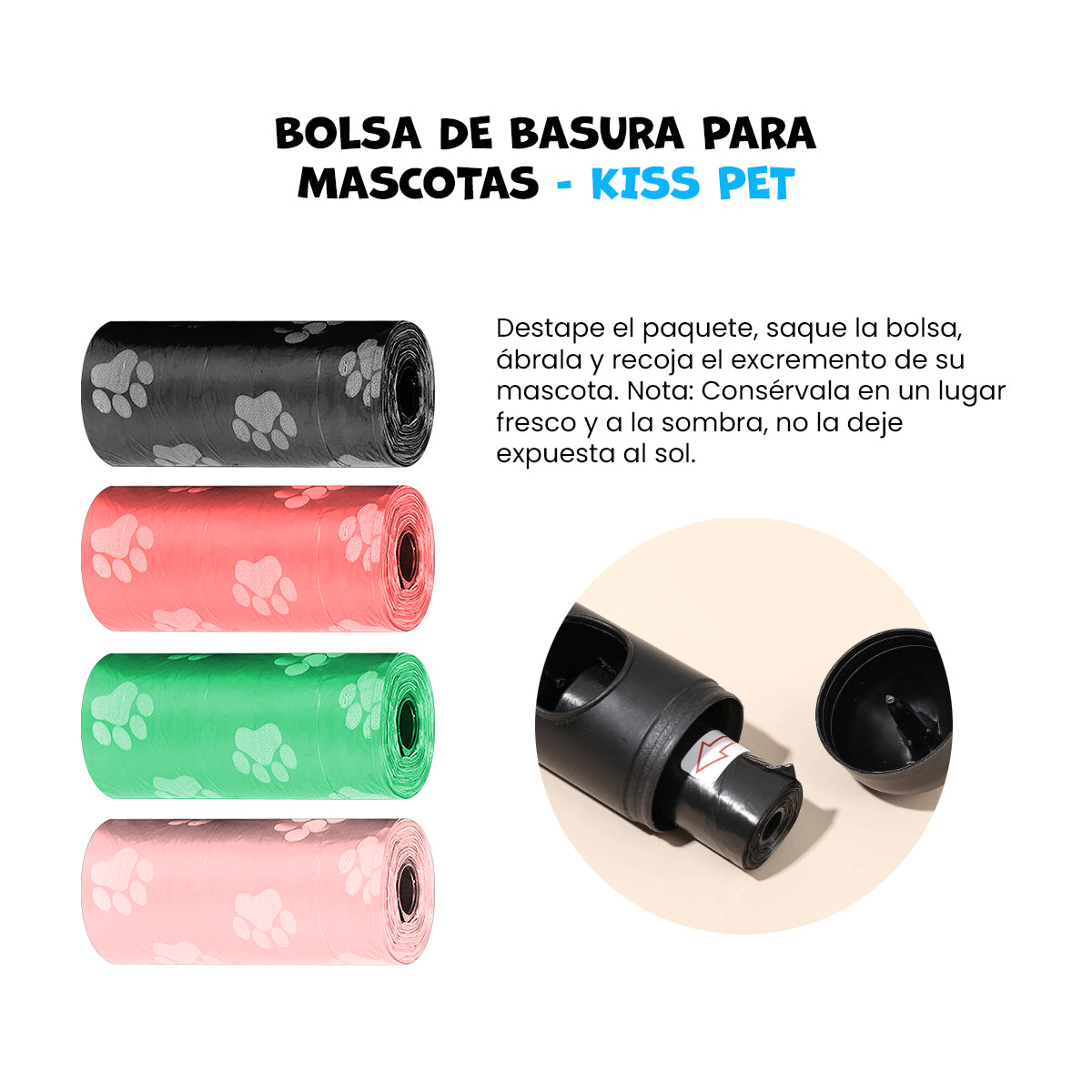 Pack de Bolsas de basura para mascotas por 4 pzas Kiss Pet