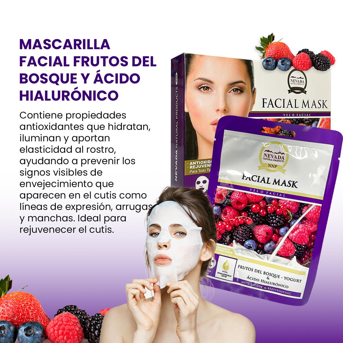 Velo facial frutos del bosque y ácido hialurónico 10unid