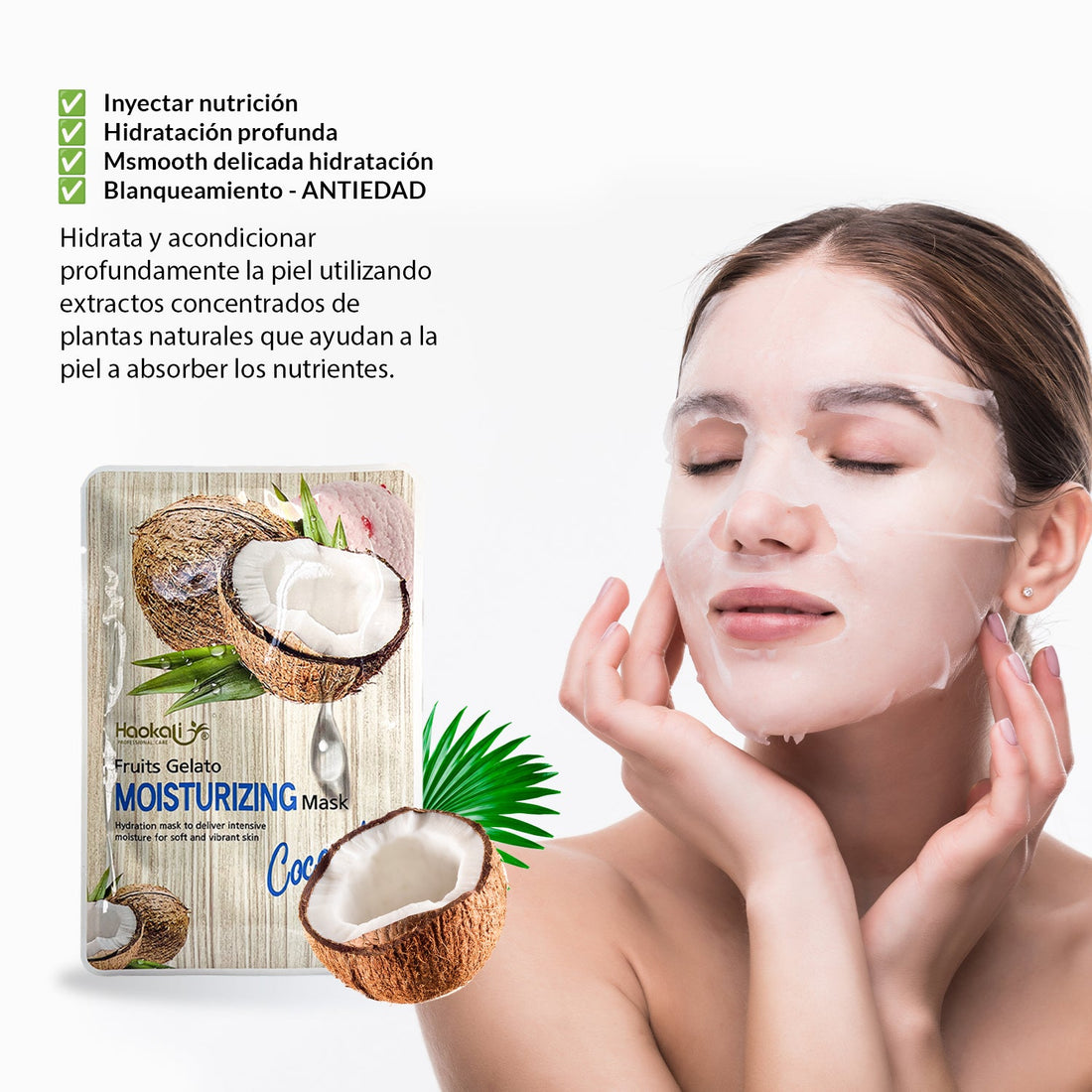 FRUIT OF THE WOKALI – MASCARILLA ESENCIA DE COCO HIDRATANTE Y REPARADORA – 30ML X 10 PIEZAS