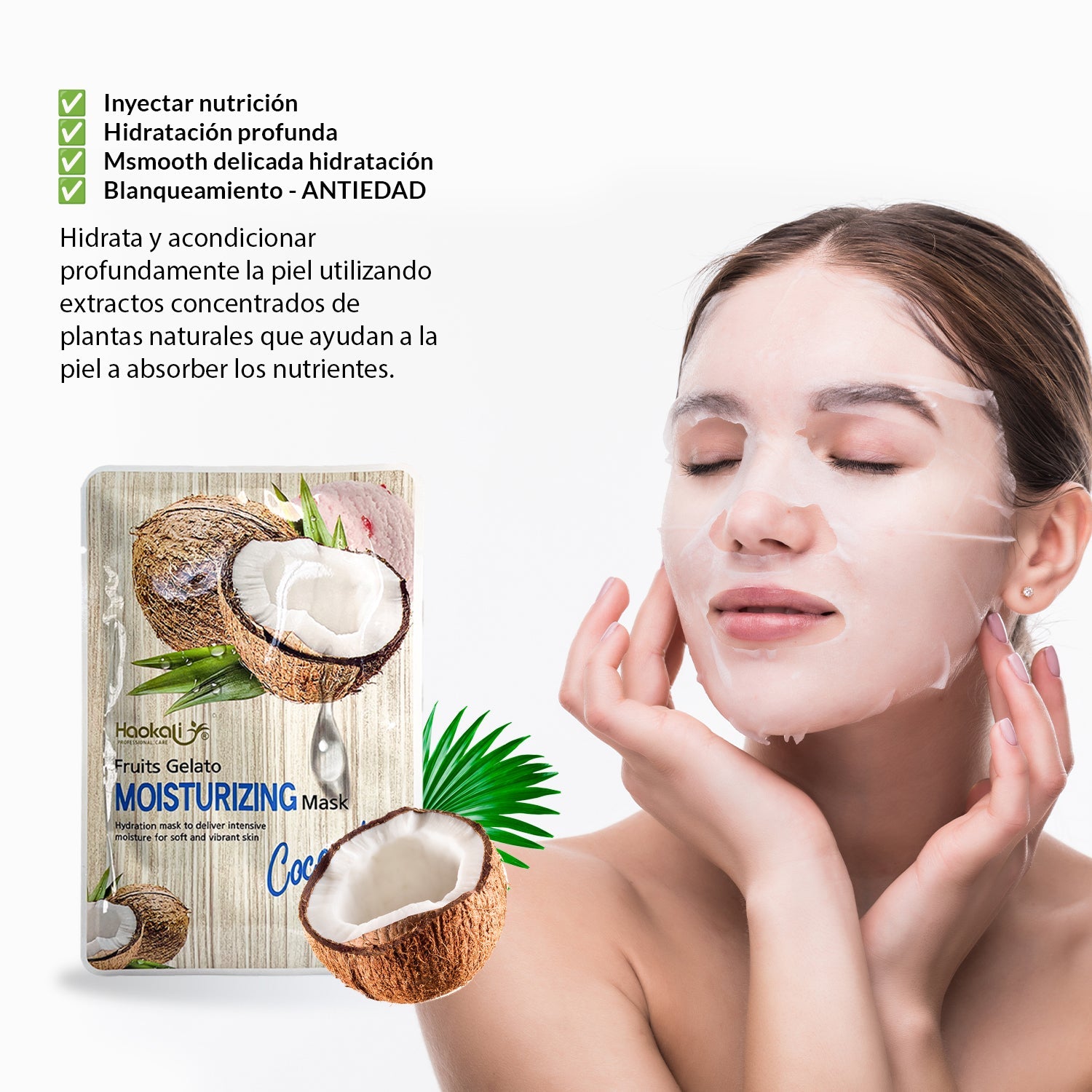 FRUIT OF THE WOKALI – MASCARILLA ESENCIA DE COCO HIDRATANTE Y REPARADORA – 30ML X 10 PIEZAS