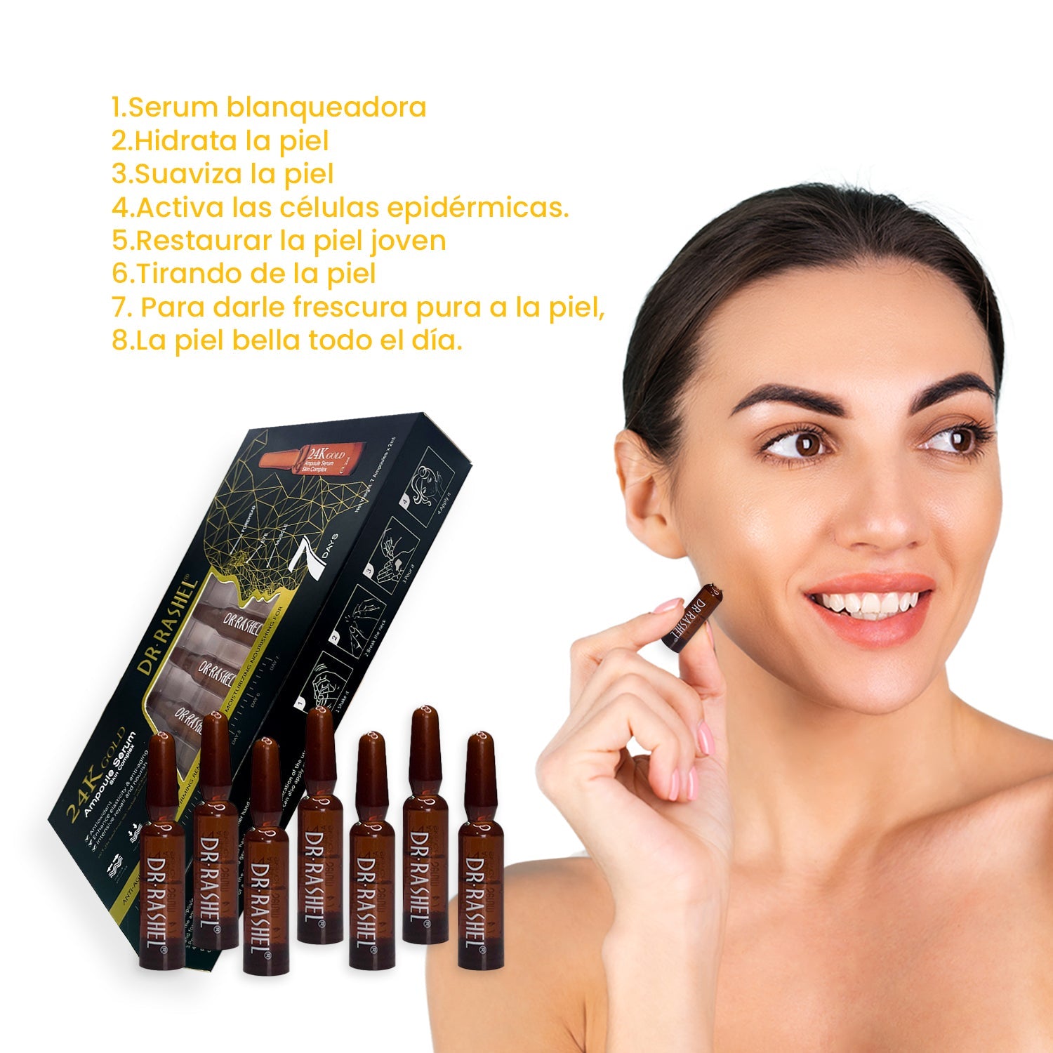 Dr. Rashel Ampollas Faciales con Oro 24K – Tratamiento de 7 Días