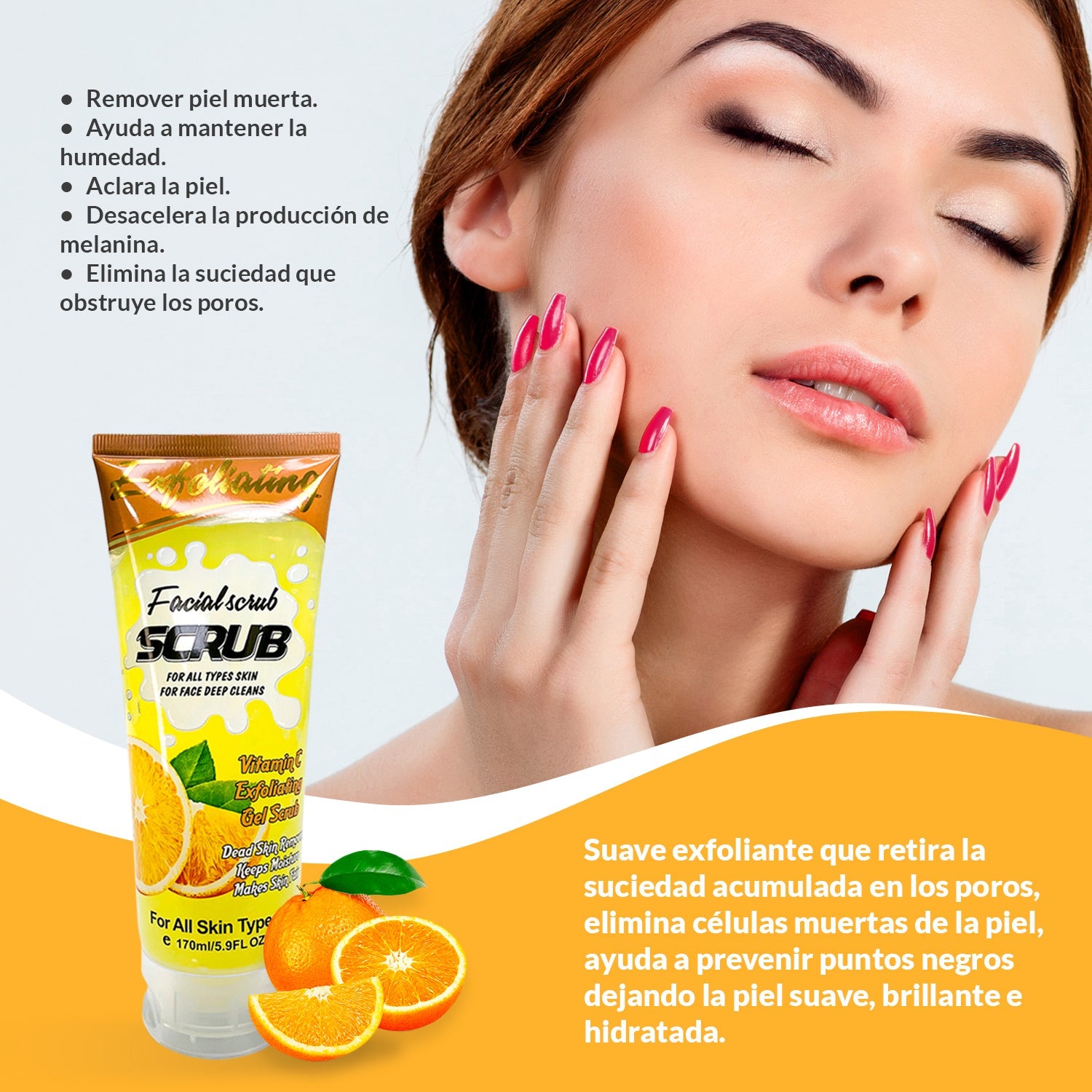 FRUIT OF THE WOKALI – EXFOLIANTE FACIAL VITAMINA C PARA PIEL SUAVE E HIDRATADA – EXFOLIANTE FACIAL VITAMINA C 170ML