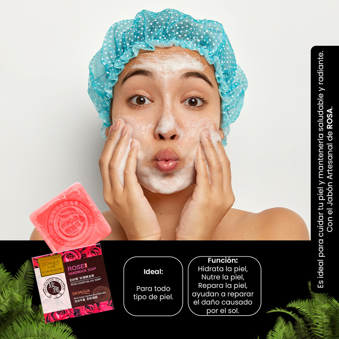 Bioaqua Jabón Natural Desintoxicante – Limpieza Suave – Rosa Rugosa 100g