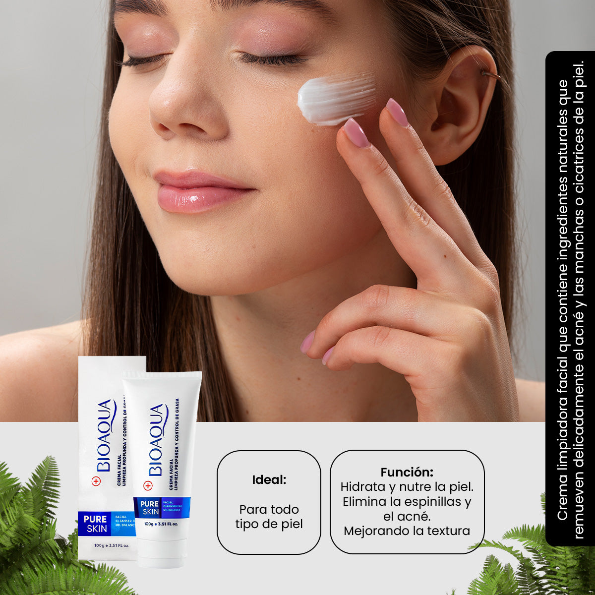 ¡liquidación! Crema Facial Limpiadora Profunda – Control de Acné y Exceso de Grasa – Pure Skin 100g