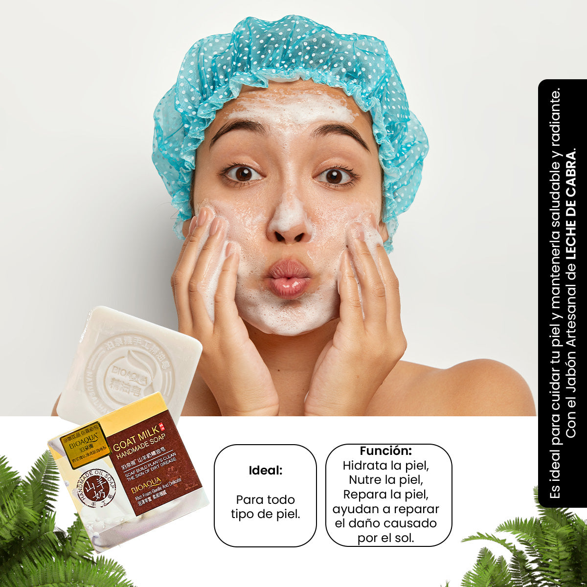 Jabón Natural de Leche de Cabra Bioaqua 100g Desintoxicante