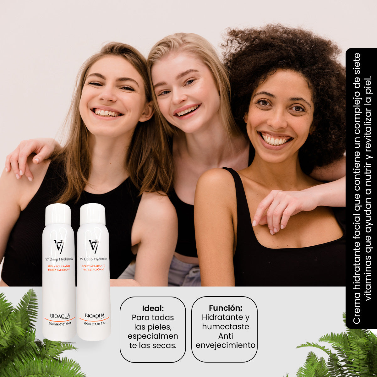 ¡LIQUIDACIÓN! Bioaqua Spray Facial – Complejo de 7 Vitaminas con Colágeno y Vitamina C – V7 200ml