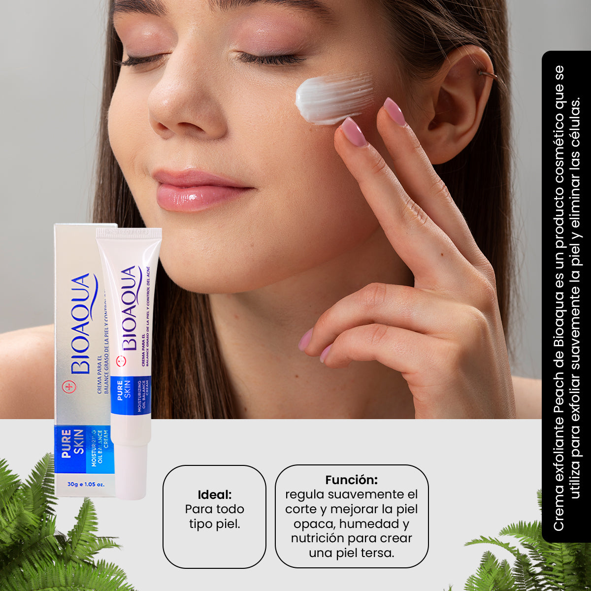 ¡liquidación! CREMA PARA EL BALANCE DE LA PIEL Y CONTROL DEL ACNÉ PURE SKIN 30g - BIOAQUA