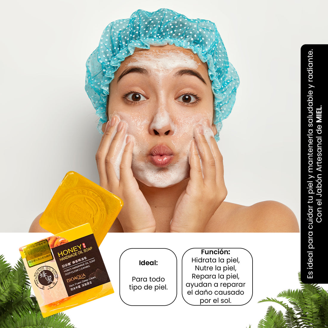 Bioaqua Jabón Natural Desintoxicante – Limpieza Profunda – Miel 100g