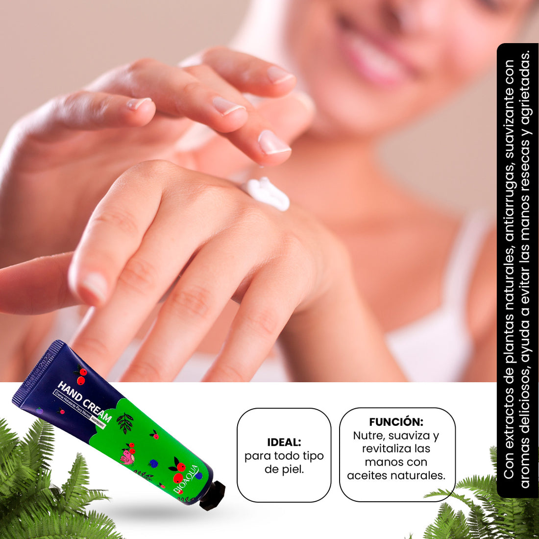 BIOAQUA Crema de Manos de Frambuesa – Hidratante y Suavizante – 30g