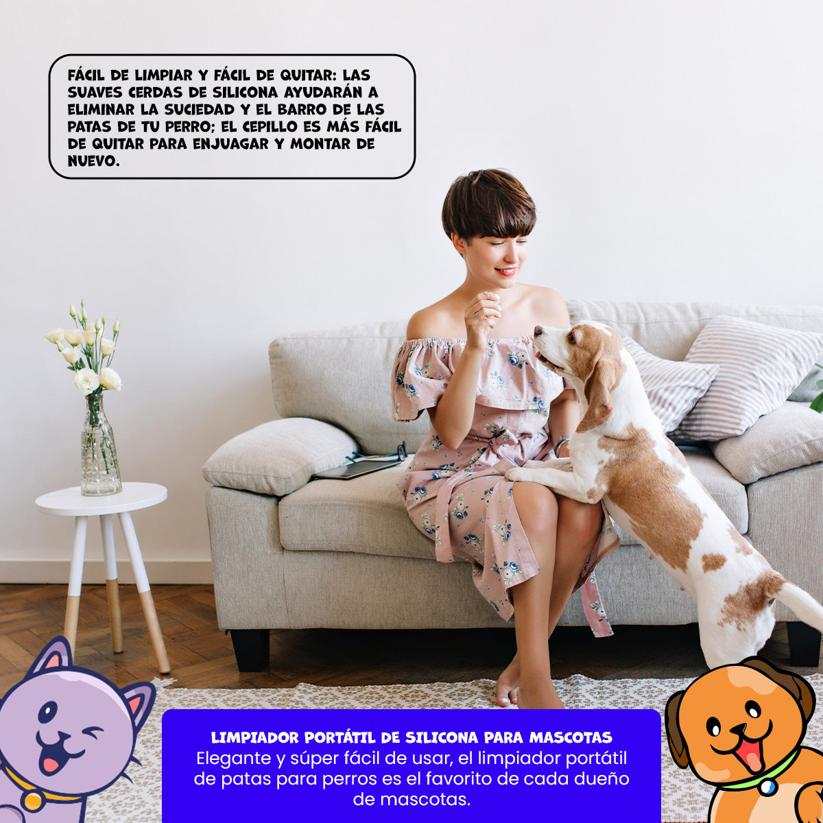 limpiador portátil de silicona para mascotas Azul - Soft gentle