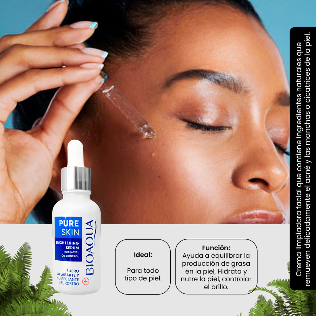 SUERO ACLARANTE Y HUMECTANTE DEL ROSTRO PURE SKIN 30g - BIOAQUA