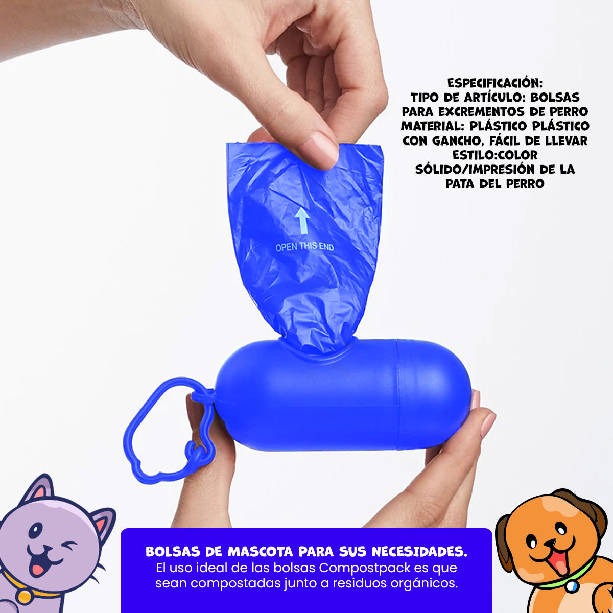 Bolsas de basura para mascotas Kiss Pet AZUL