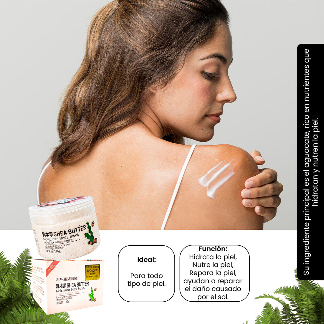 BIOAQUA Exfoliante Corporal Shea Butter – Nutrición – 120g