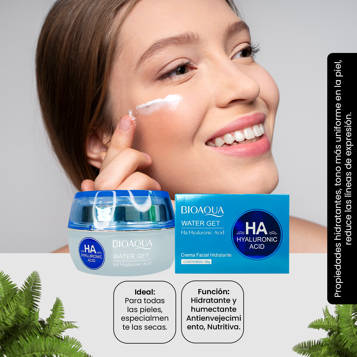 ¡liquidación! Bioaqua Crema Facial Hidratante con Ácido Hialurónico – Water Get HA 50g