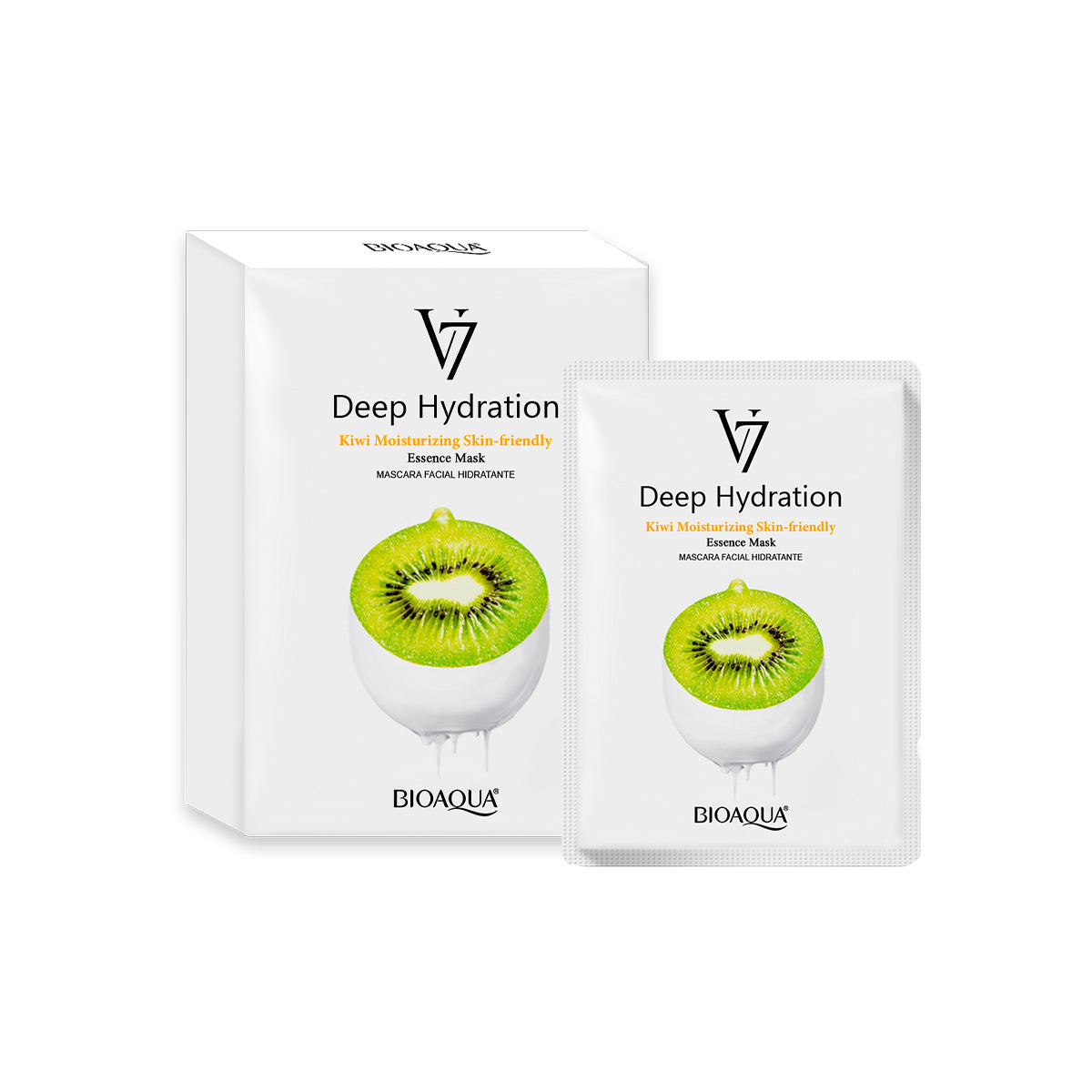 MASCARILLA FACIAL DE ESENCIA DE KIWI DE HIDRATACIÓN PROFUNDA V7 30g X 10Pcs - BIOAQUA