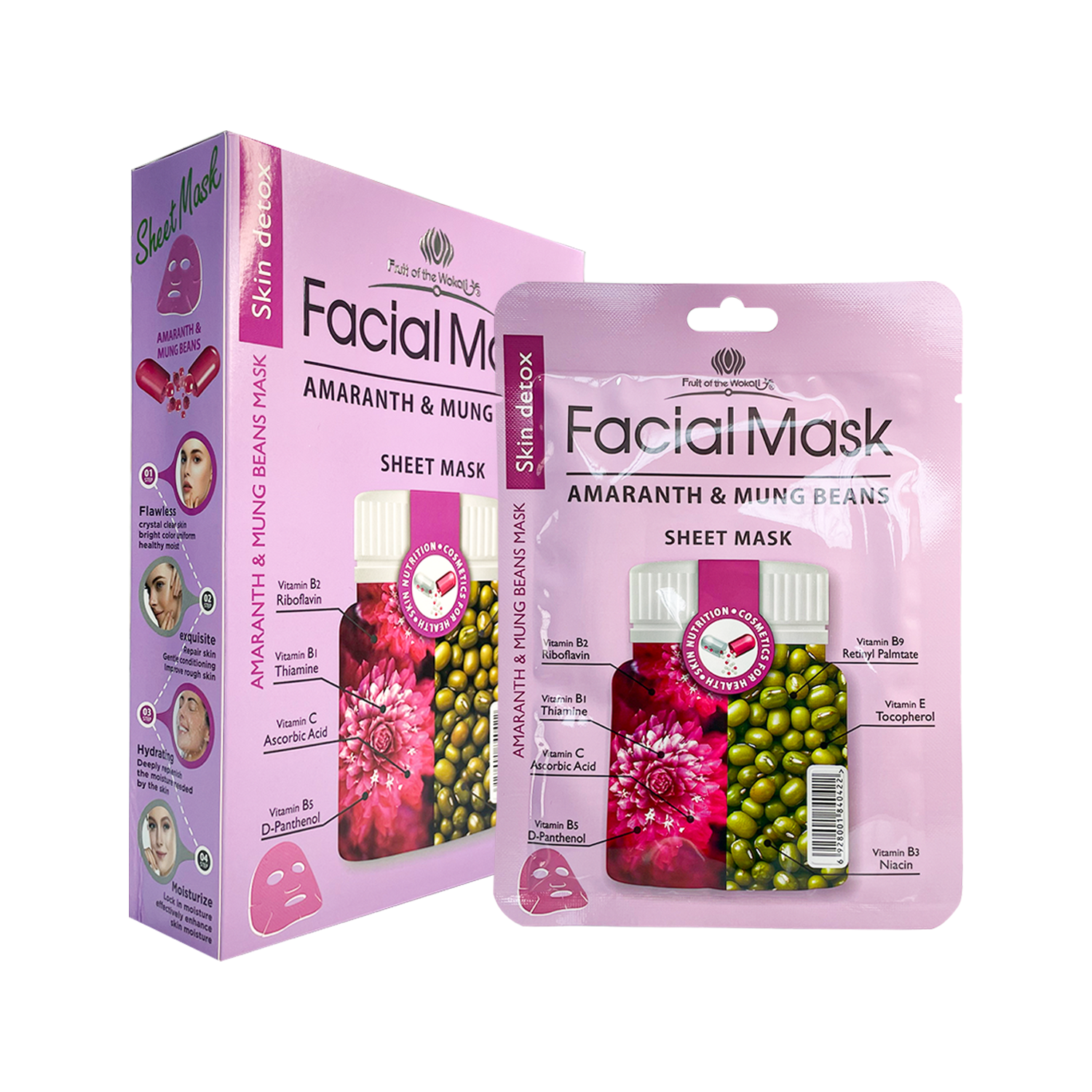 ¡liquidación! FRUIT OF THE WOKALI – MASCARILLA FACIAL REAFIRMANTE DE AMARANTO Y HABA MUNG – 30ML X 10 PIEZAS