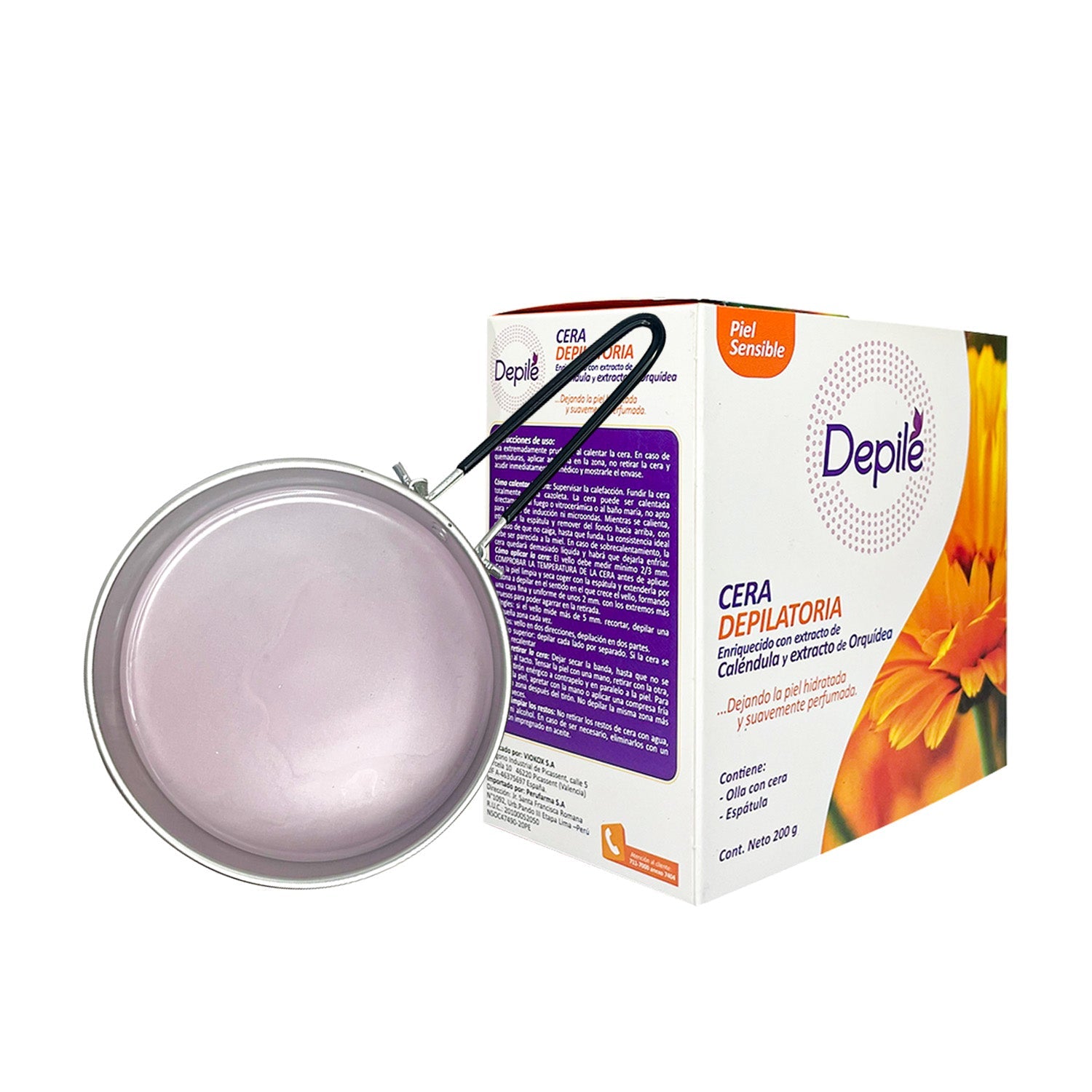 Depile Cera Depilatoria en Olla – Piel Sensible e Hidratación – Extracto Caléndula y Orquídea 200g