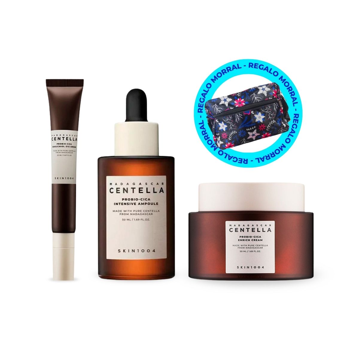Pack Reparación y Antiedad de SKIN1004 Madagascar Centella Probio-Cica - Regalo Morral