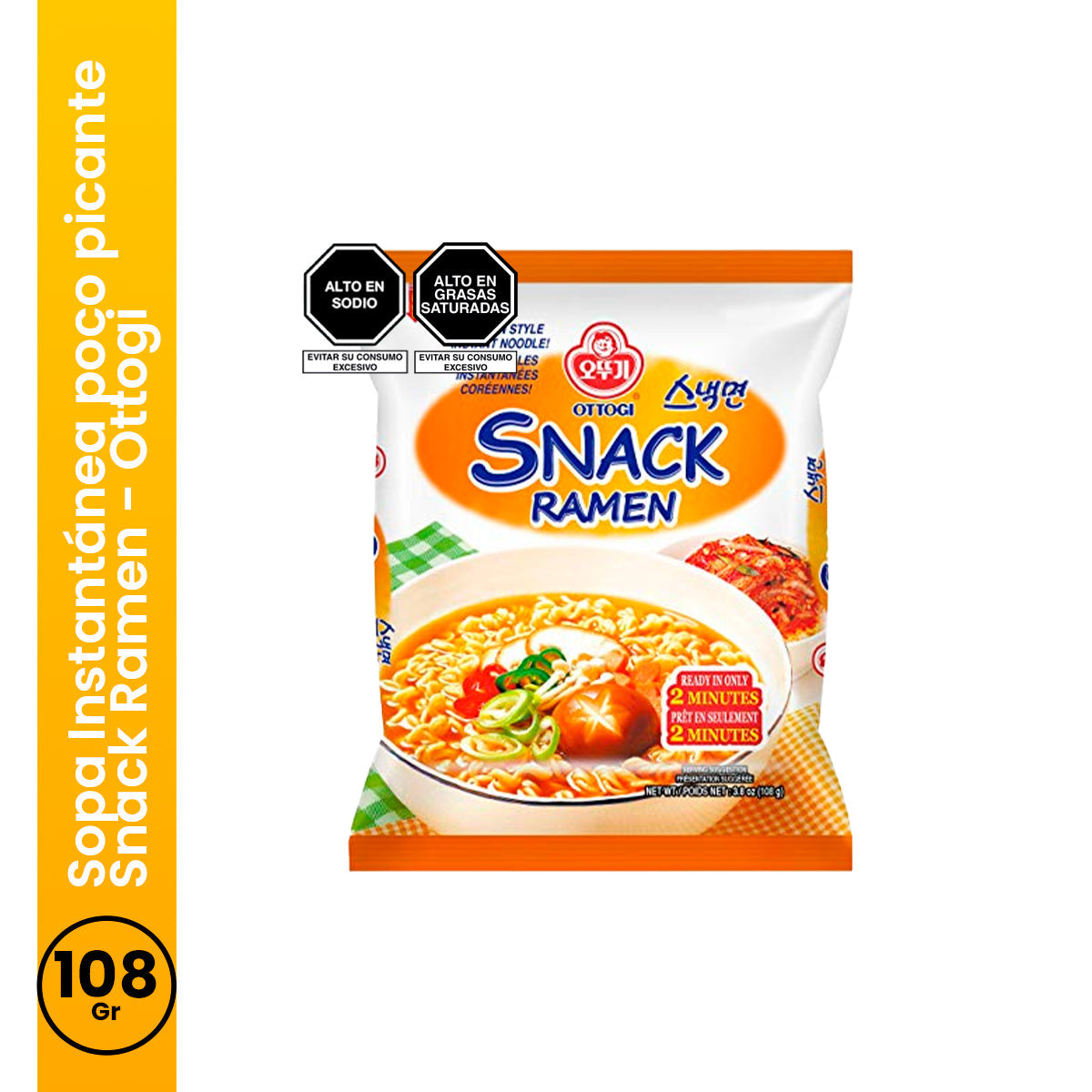Sopa Instantánea poco picante Snack Ramen 108gr Ottogi