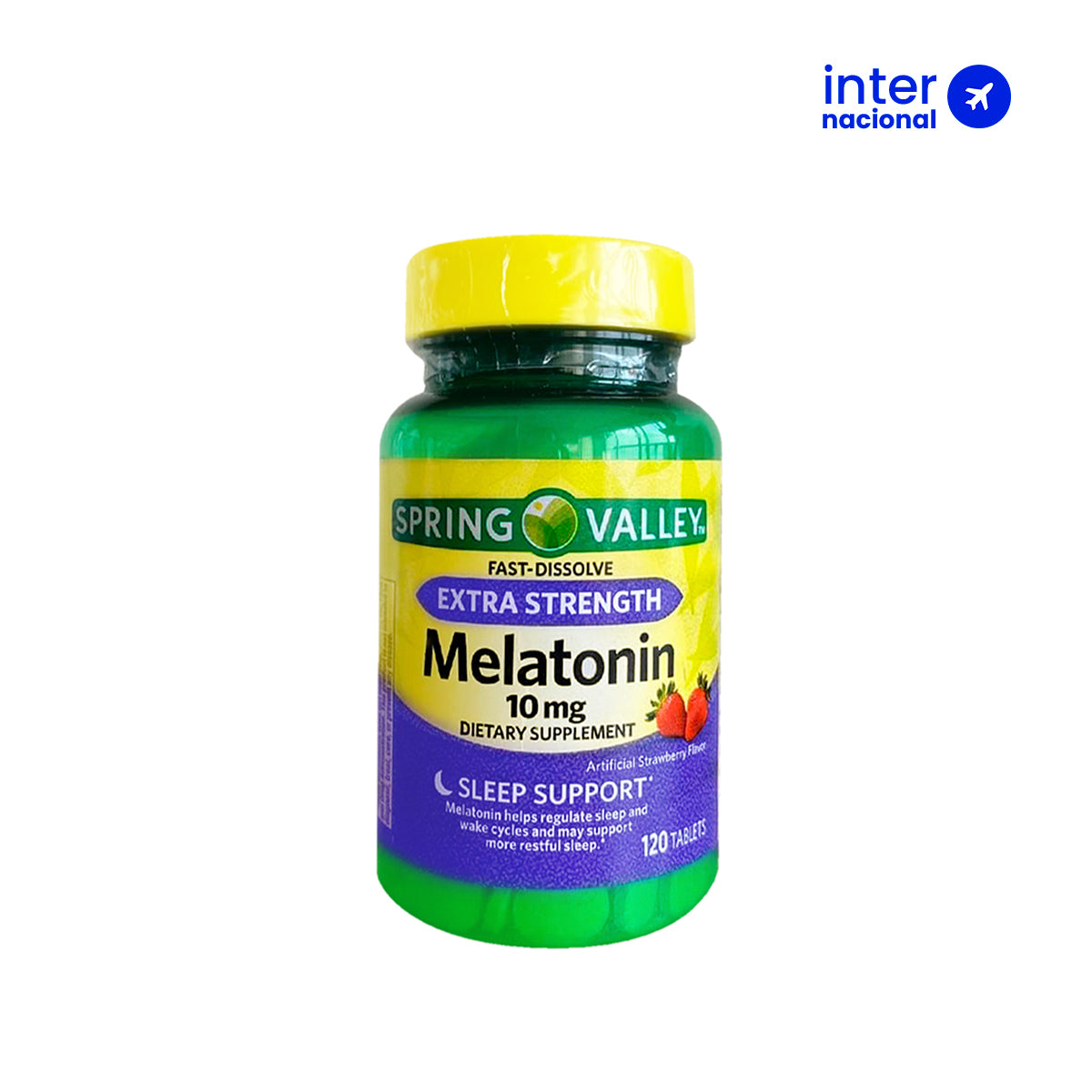 Melatonina de 10mg Spring Valley sabor a fresa - 120 Tabletas