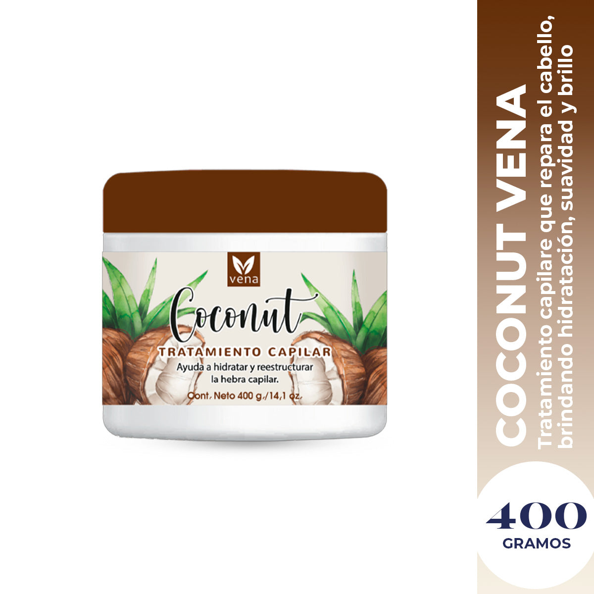 Vena - Crema Tratamiento Capilar de Coconut 400gr - Control del Frizz