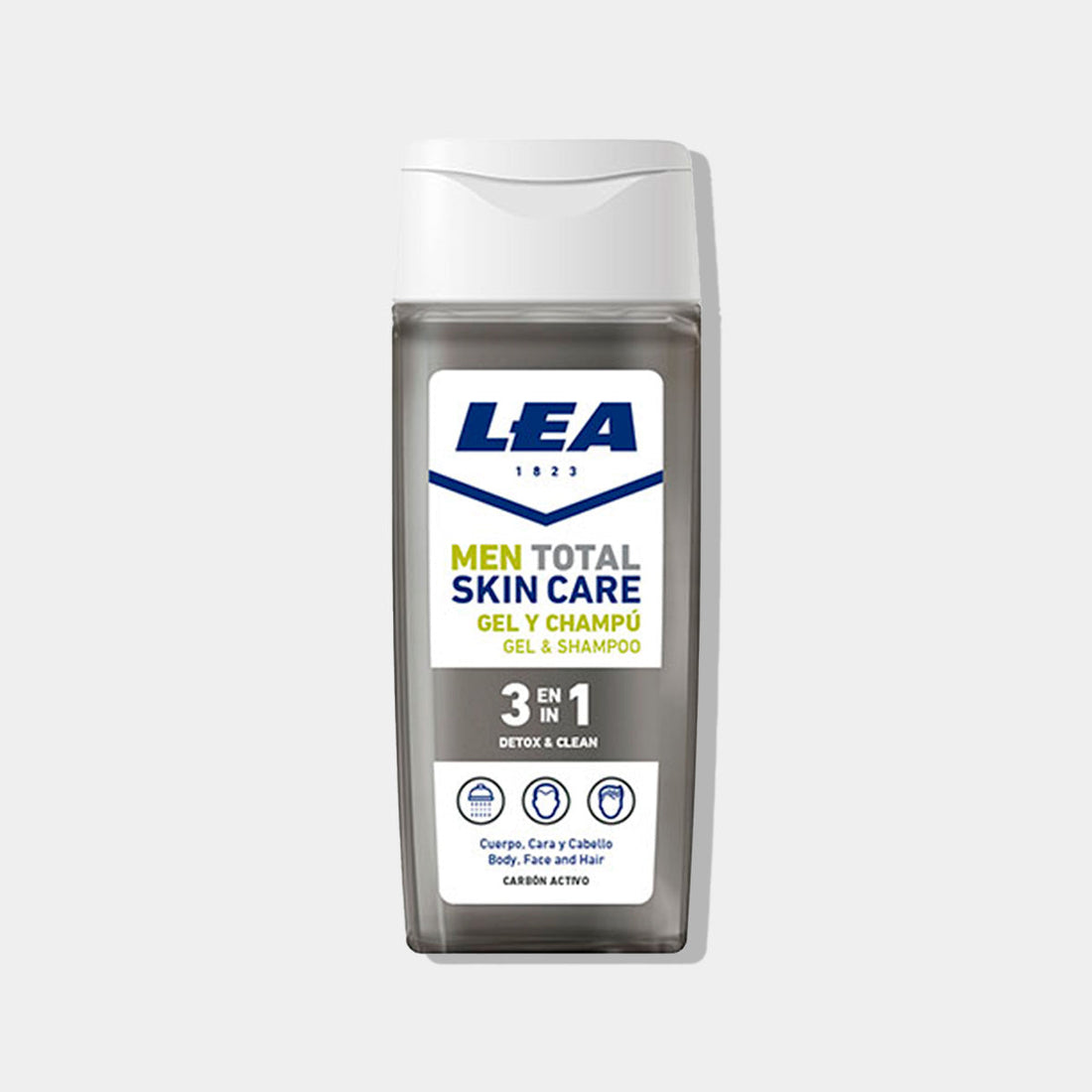 Gel y Shampoo Lea 3 en 1 frasco 300ml Carbón activo