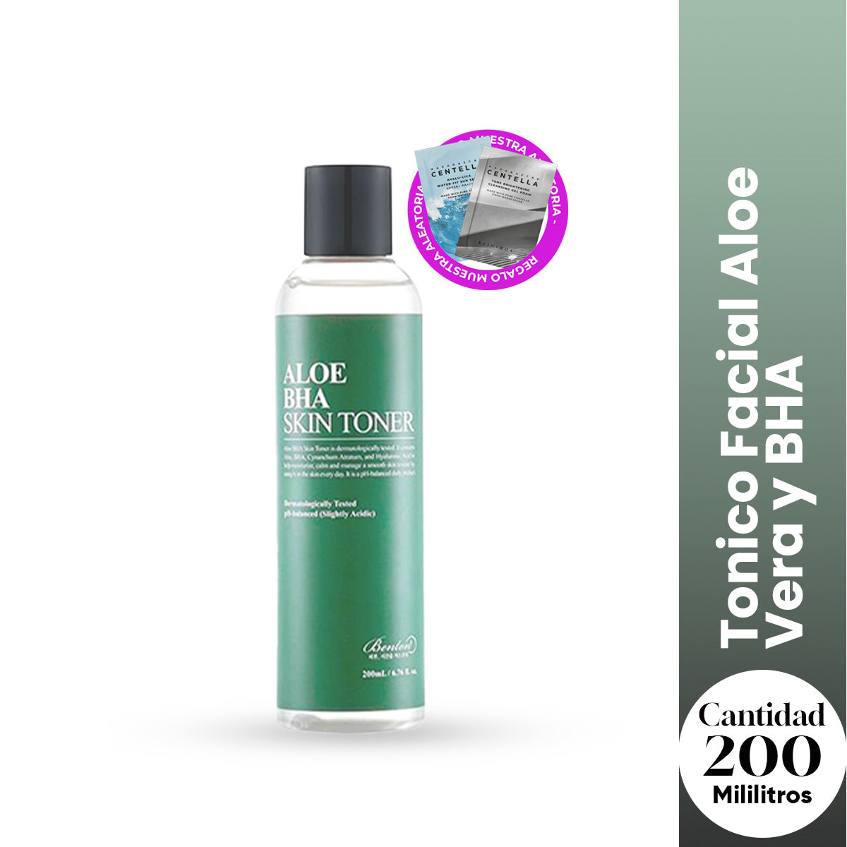 Liquidacion! Tonico Facial Aloe Vera y BHA – Benton 200 ml + REGALO MINI SACHETS