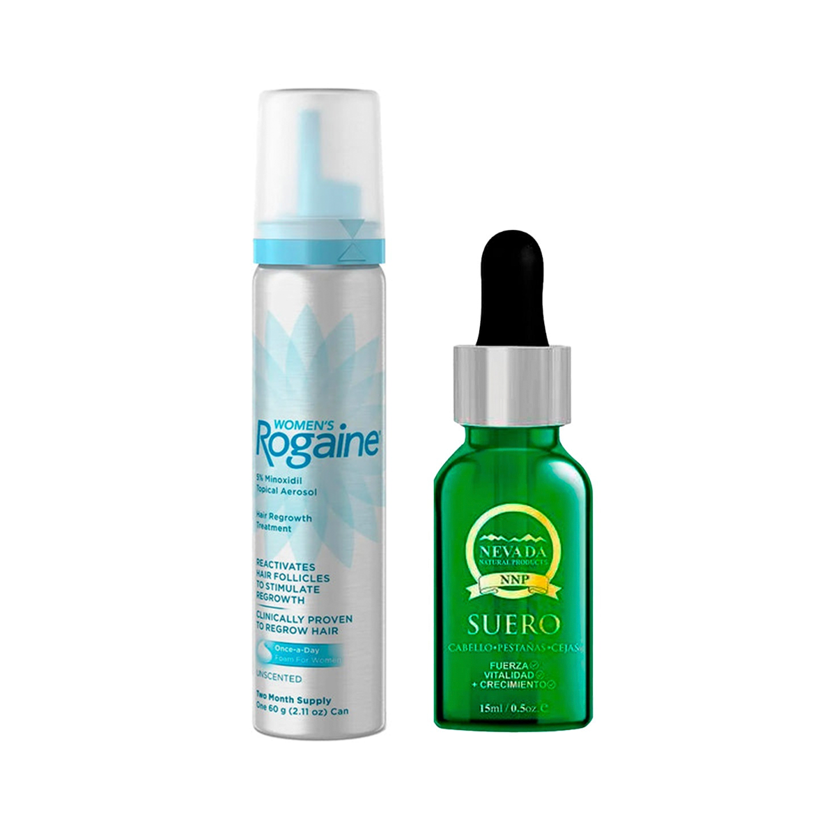 1 Minoxidil Rogaine Mujer al 5% + 1 Biotina & Romero 15 ml