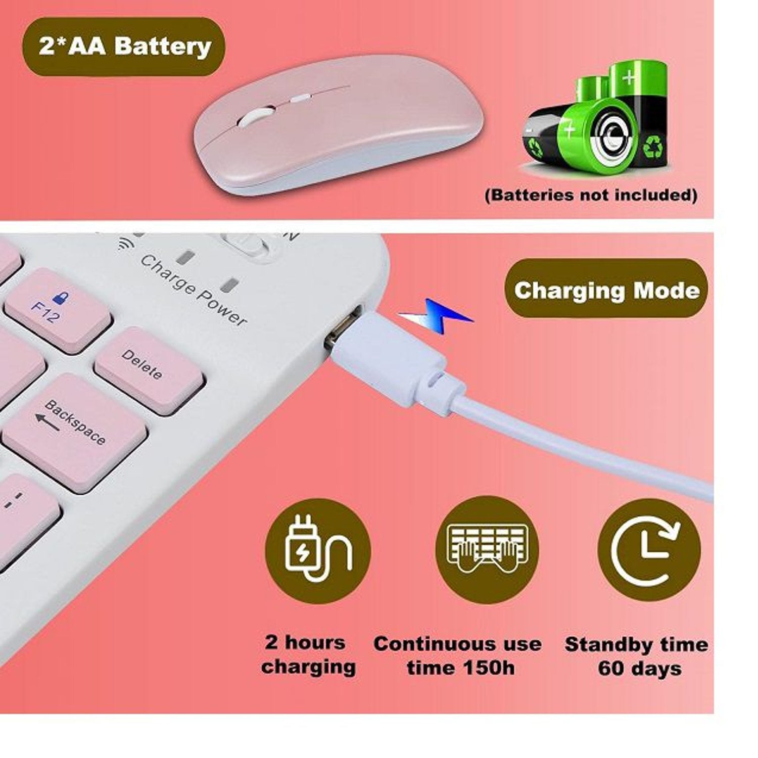 TECLADO PORTÁTIL CON BLUETOOTH Y MOUSE COMBO